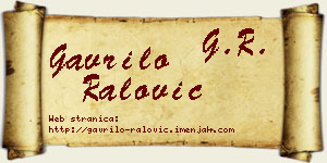 Gavrilo Ralović vizit kartica